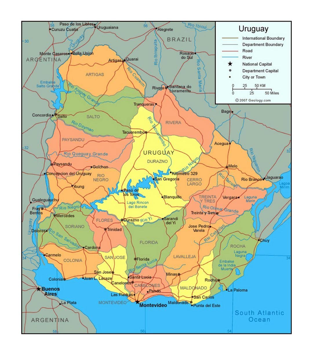 Carte de l'Uruguay politique