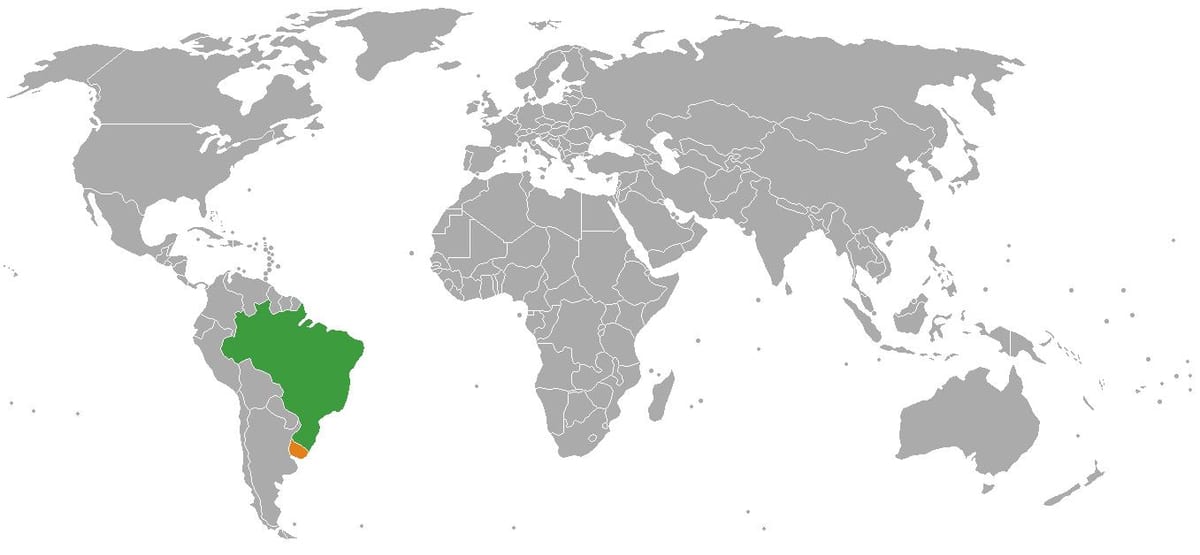 L'Uruguay emplacement sur la carte du monde