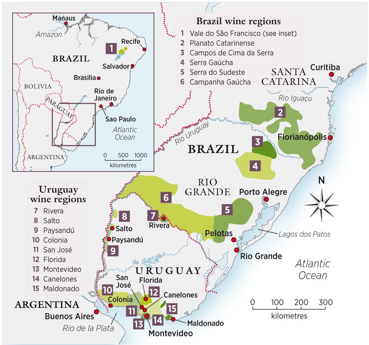 Carte de l'Uruguay vin