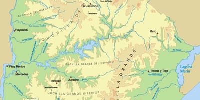 Carte physique de l'Uruguay